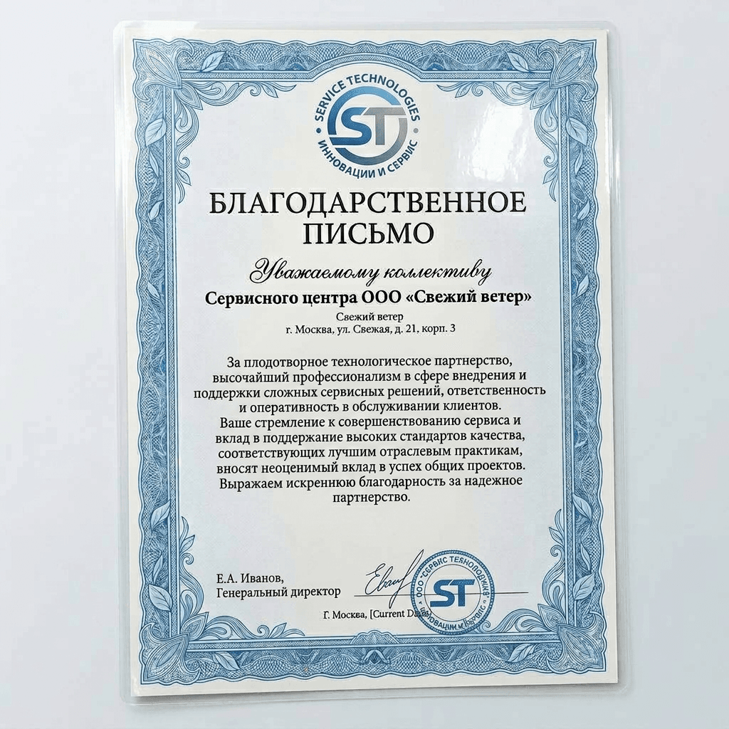 Благодарность от iRay Technologies